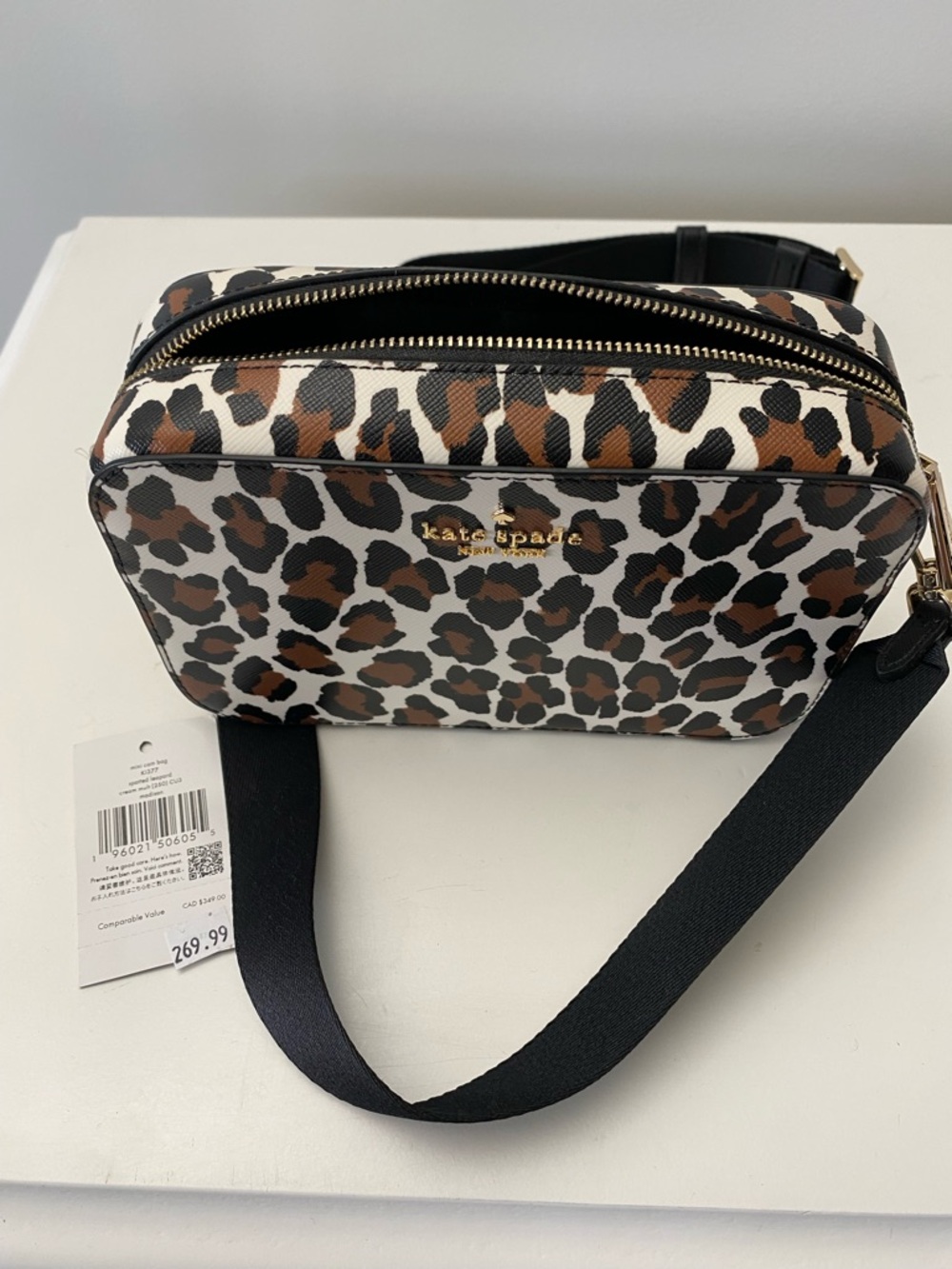 kate spade Madison Leopard-Print Crossbody Camera Bag KI377 - Cream/Brown/Black - Picture 12 of 16